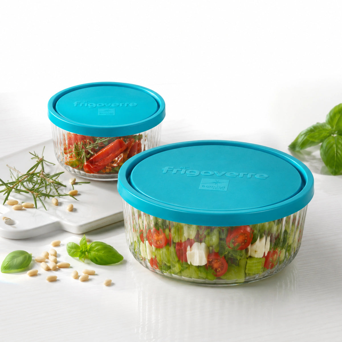 Frigoverre Brillante 2pcs Round Glass Food Storage Container Set, Assorted Sizes (2-cup & 3.5-cup)