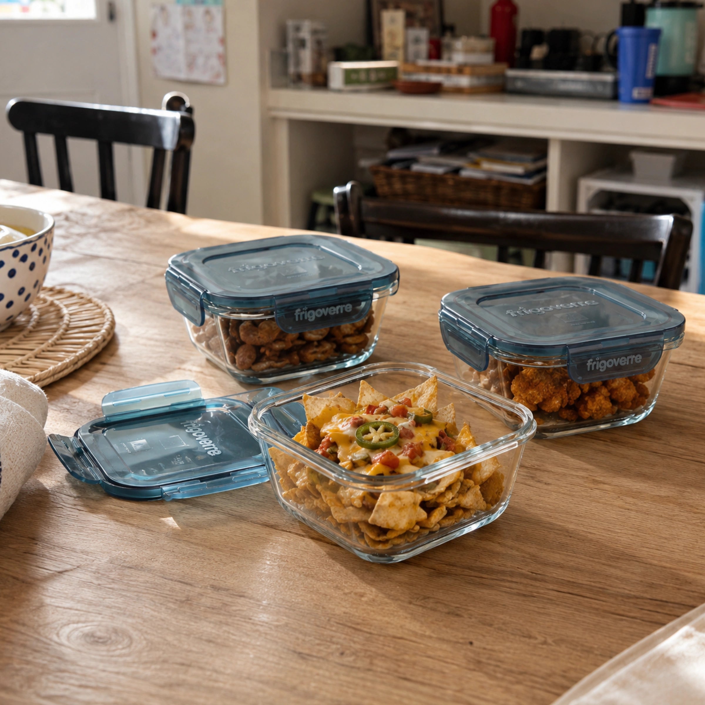 Frigoverre Evolution 2-Cup Square Food Storage Container, Gray Lid