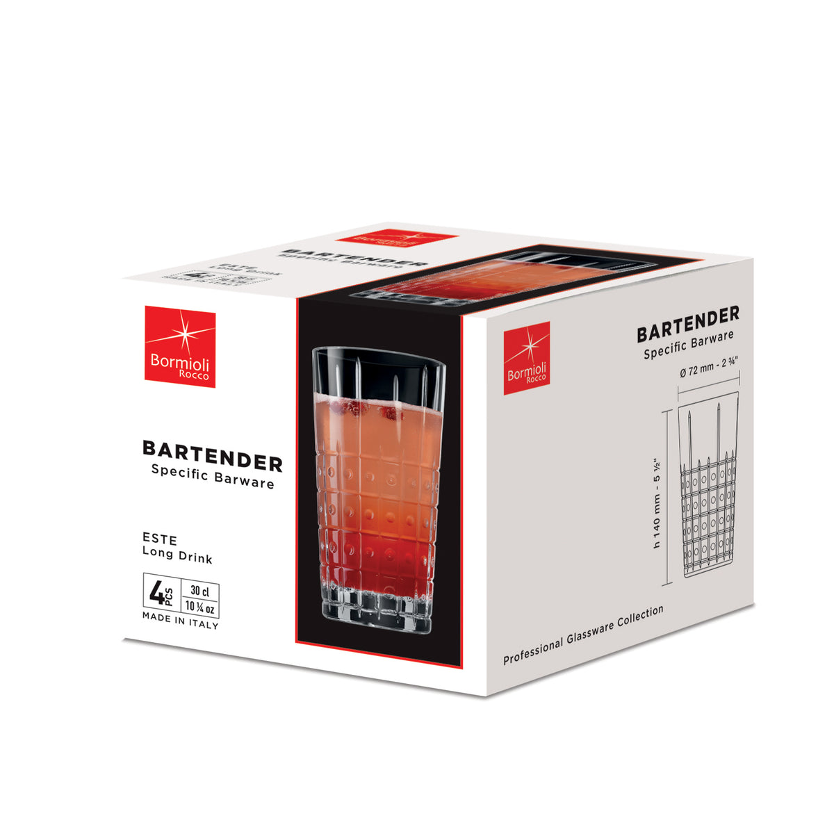 Bormioli Rocco Bartender 10.25 oz. Este Long Drink Drinking Glasses box
